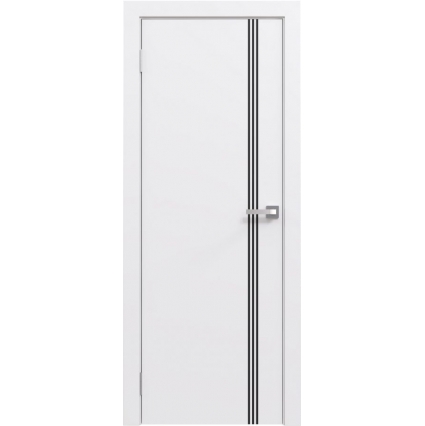 Дверь межкомнатная Эмаль Line-3 (Белый/ Черный молдинг)